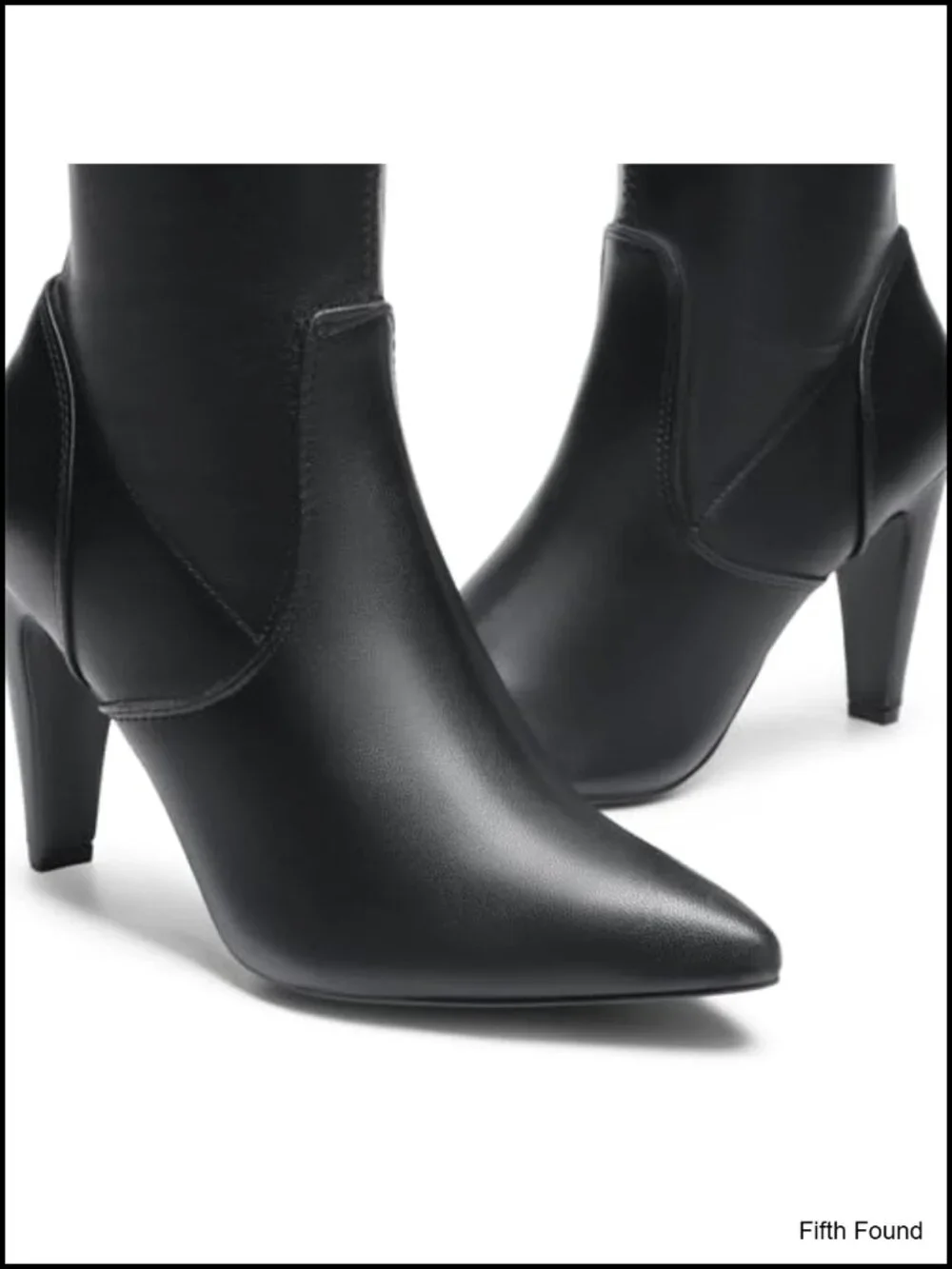 Over the Knee Boots Faux Leather Stretch Thigh High Heeled Pointed Toe Zip